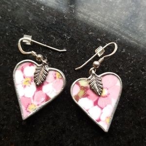 Pink heart earrings